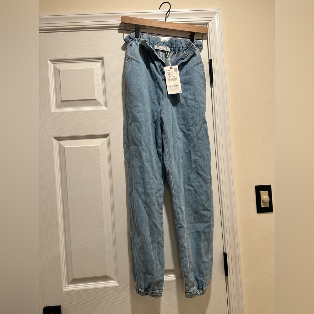 Zara Sky Blue High-Waisted Jeans